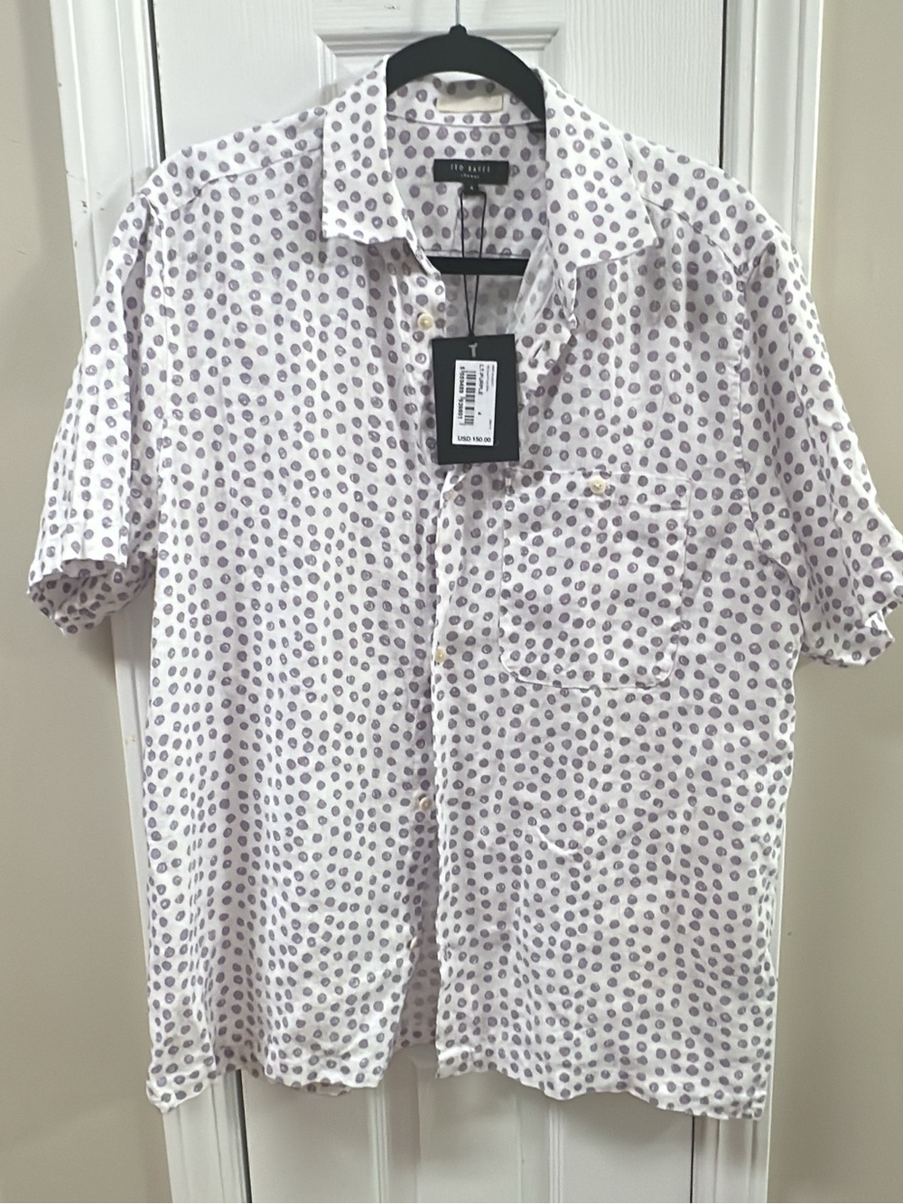 Ted Baker White Short-Sleeve with Lavender Dot Print 100%cotton (mix30)